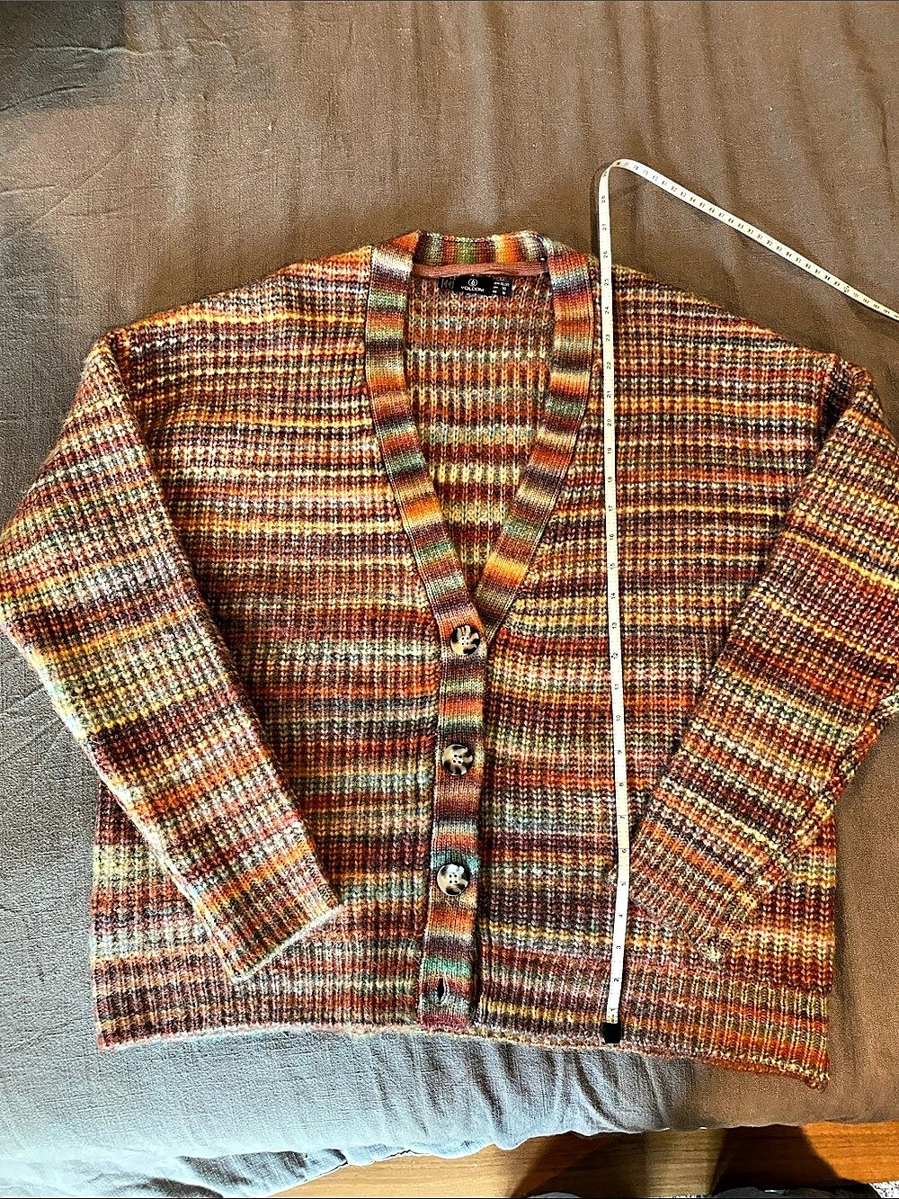 Volcom Striped Cardigan Orange & Brown Size XL (12)